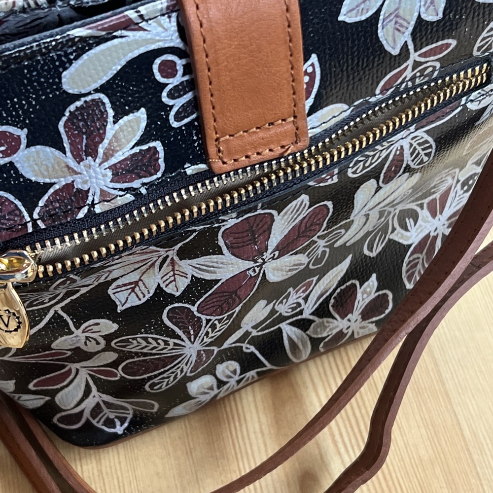 VALENTINA Italy Floral Print Leather Crossbody Bag - Picture 7 of 9